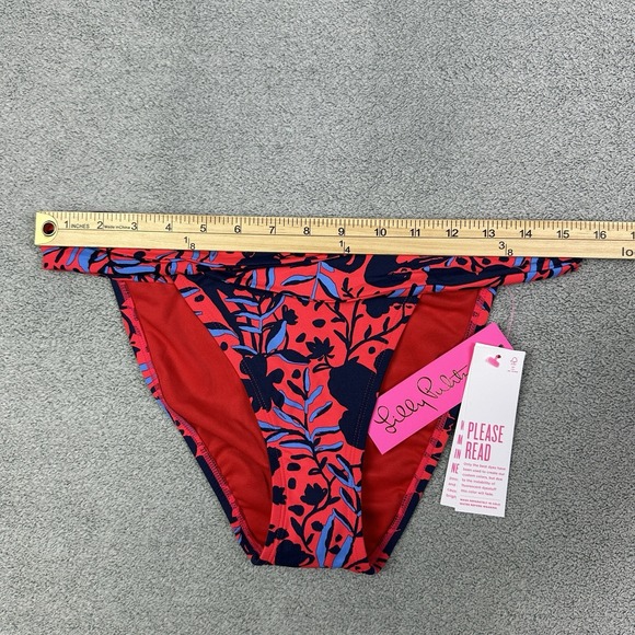 Lilly Pulitzer Swimwear Womens 10 Ruby Red Floral Trey Bikini Bottom Beach New - Picture 5 of 7